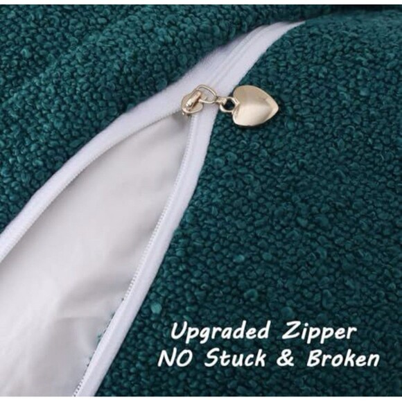 Teal Boucle Pillow Covers 22x22 Inch Soft Couch Cushion Case Hidden Zipper New - Picture 2 of 4